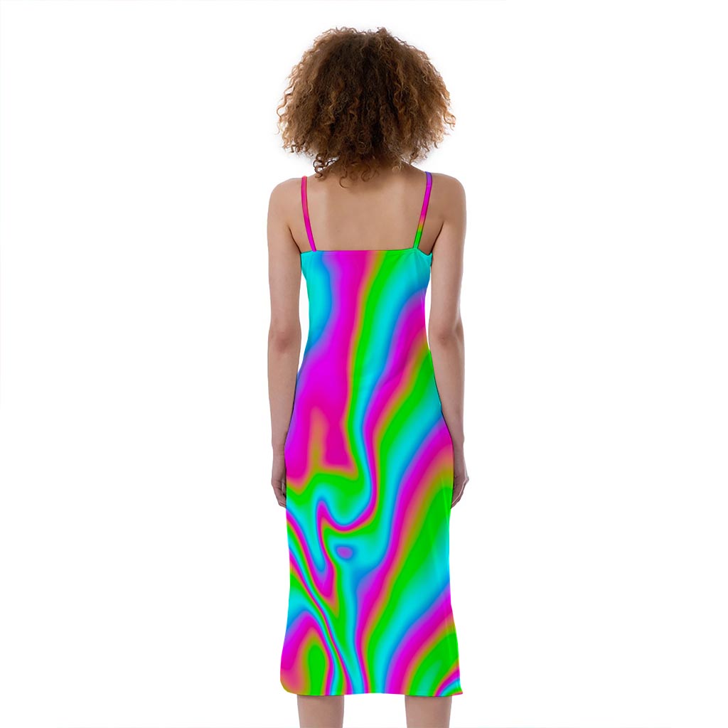 Abstract Psychedelic Trippy Print Slim Fit Midi Cami Dress