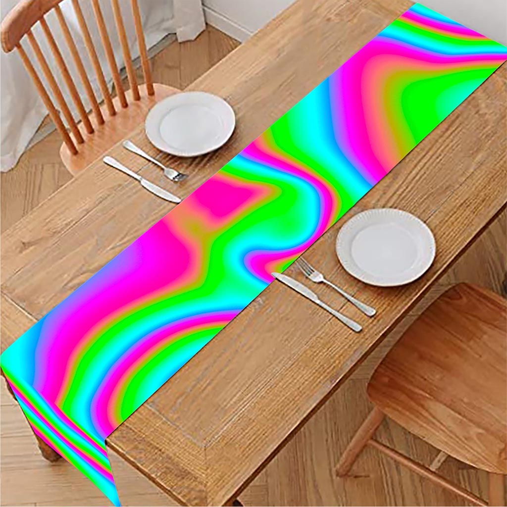 Abstract Psychedelic Trippy Print Table Runner