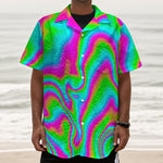 Abstract Psychedelic Trippy Print Textured Short Sleeve Shirt