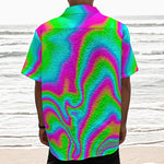 Abstract Psychedelic Trippy Print Textured Short Sleeve Shirt