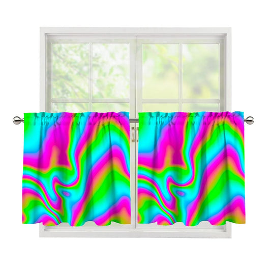 Abstract Psychedelic Trippy Print Tier Curtains