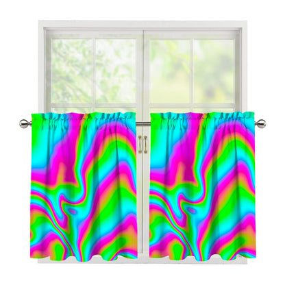 Abstract Psychedelic Trippy Print Tier Curtains