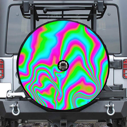 Abstract Psychedelic Trippy Print Tire Cover With Camera Hole