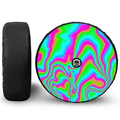 Abstract Psychedelic Trippy Print Tire Cover With Camera Hole