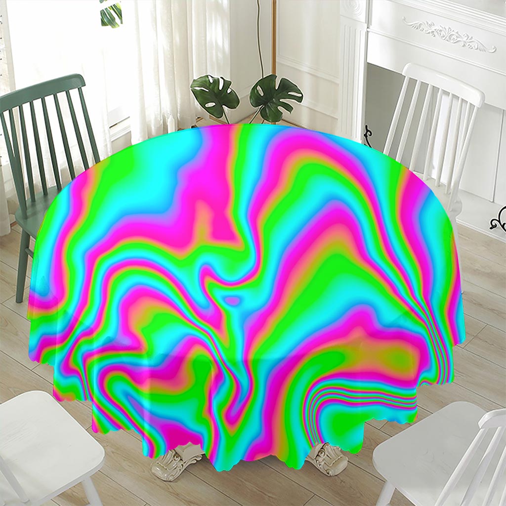 Abstract Psychedelic Trippy Print Waterproof Round Tablecloth