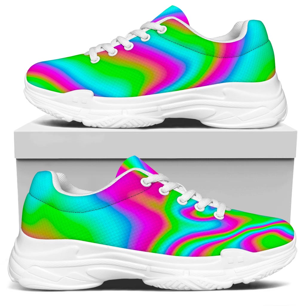 Abstract Psychedelic Trippy Print White Chunky Shoes