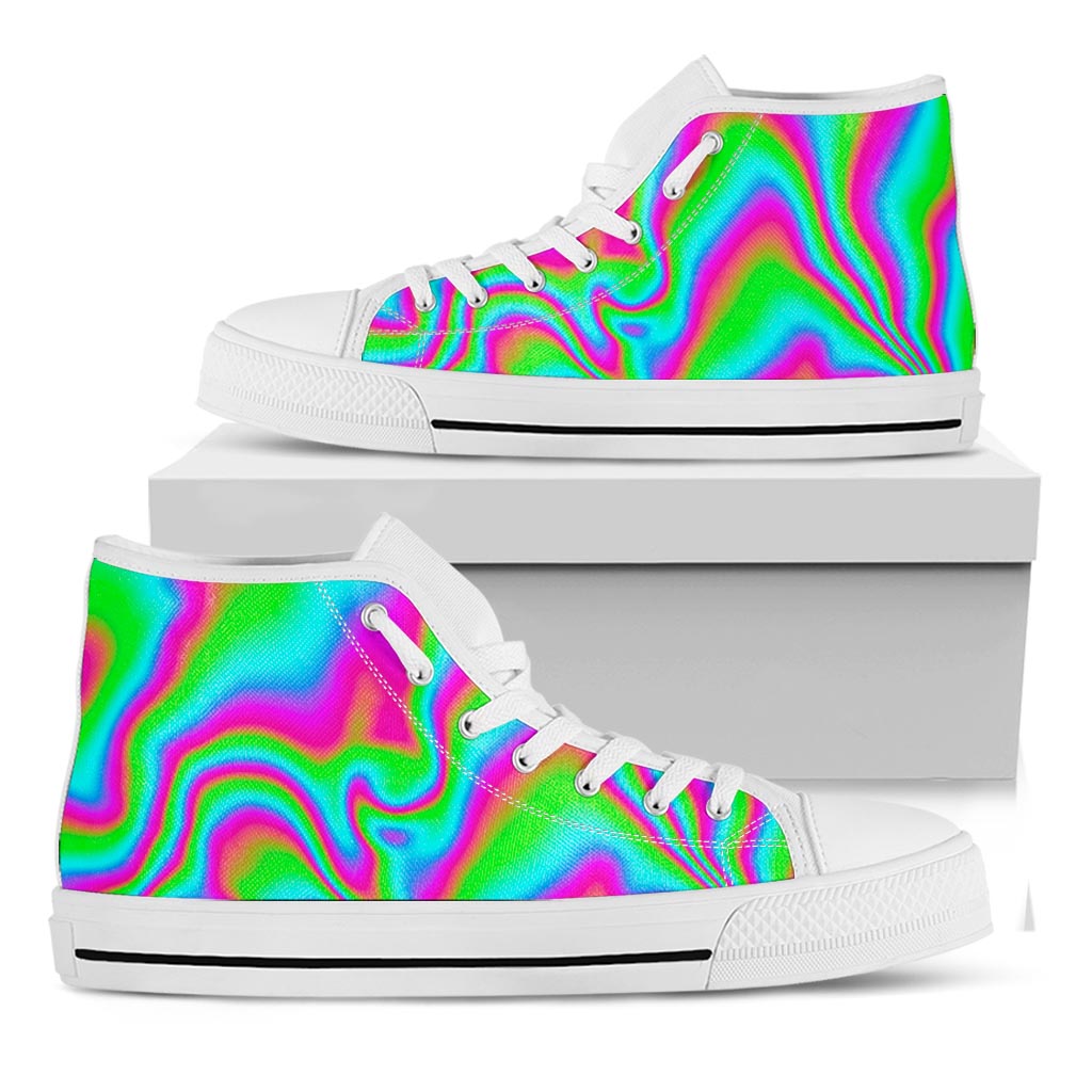 Abstract Psychedelic Trippy Print White High Top Sneakers