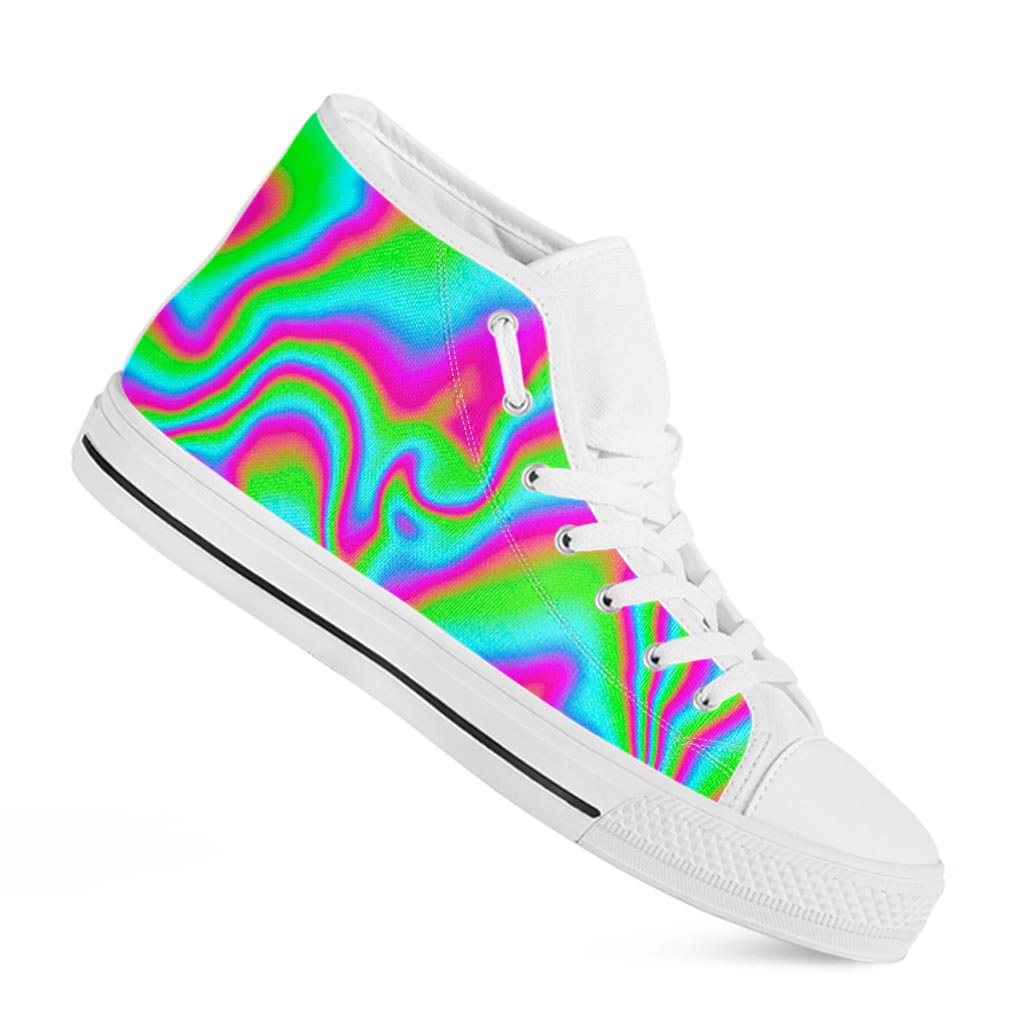 Abstract Psychedelic Trippy Print White High Top Sneakers