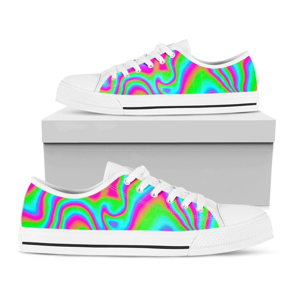 Abstract Psychedelic Trippy Print White Low Top Sneakers