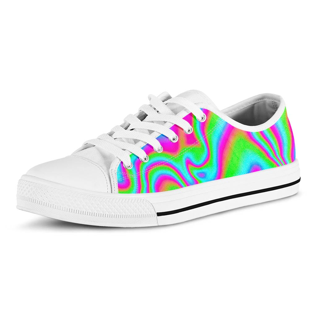 Abstract Psychedelic Trippy Print White Low Top Sneakers