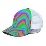 Abstract Psychedelic Trippy Print White Mesh Trucker Cap