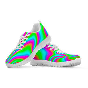 Abstract Psychedelic Trippy Print White Running Shoes