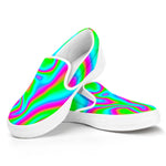 Abstract Psychedelic Trippy Print White Slip On Sneakers