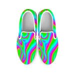 Abstract Psychedelic Trippy Print White Slip On Sneakers