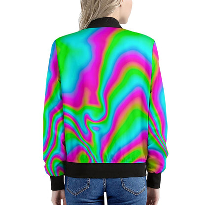 Abstract Psychedelic Trippy Print Women's Bomber Jacket