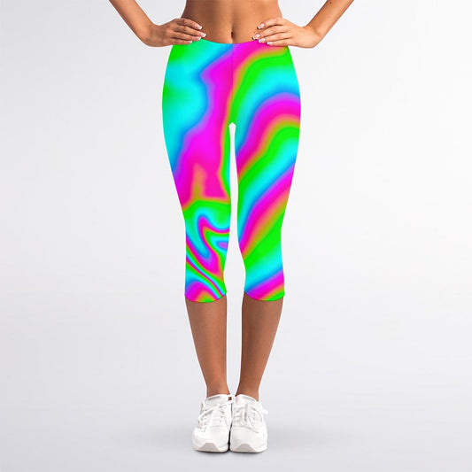 Abstract Psychedelic Trippy Print Women's Capri Leggings