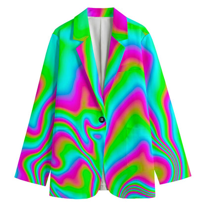 Abstract Psychedelic Trippy Print Women's Cotton Blazer