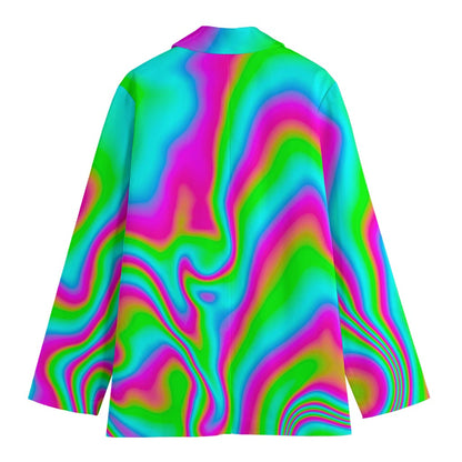 Abstract Psychedelic Trippy Print Women's Cotton Blazer