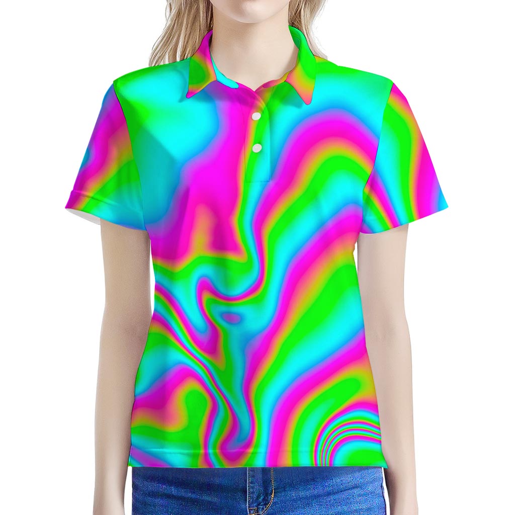 Abstract Psychedelic Trippy Print Women's Polo Shirt