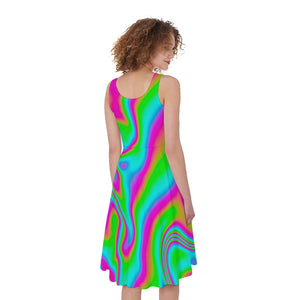 Abstract Psychedelic Trippy Print Women's Sleeveless Dress