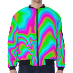 Abstract Psychedelic Trippy Print Zip Sleeve Bomber Jacket