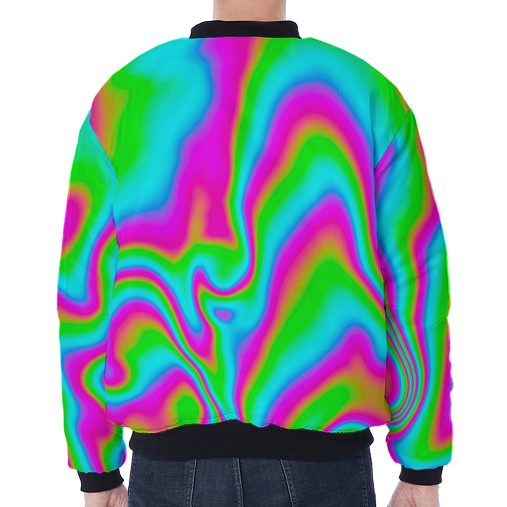 Abstract Psychedelic Trippy Print Zip Sleeve Bomber Jacket