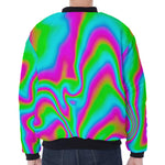 Abstract Psychedelic Trippy Print Zip Sleeve Bomber Jacket