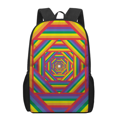 Abstract Rainbow LGBT Stripes Print 17 Inch Backpack