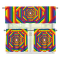 Abstract Rainbow LGBT Stripes Print 3 Piece Kitchen Curtains