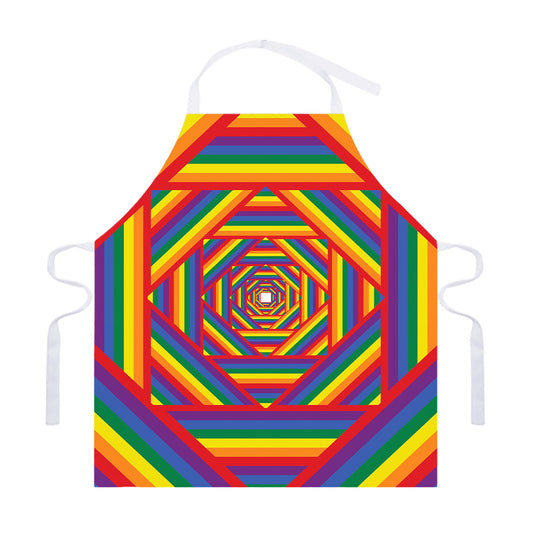 Abstract Rainbow LGBT Stripes Print Adjustable Apron