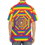 Abstract Rainbow LGBT Stripes Print Aloha Shirt