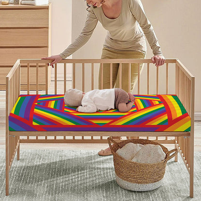 Abstract Rainbow LGBT Stripes Print Baby Crib Sheet