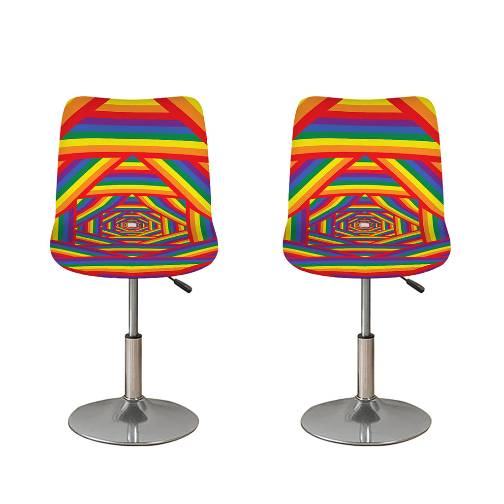 Abstract Rainbow LGBT Stripes Print Bar Stool Covers