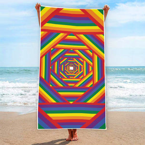 Abstract Rainbow LGBT Stripes Print Beach Towel