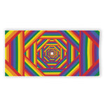 Abstract Rainbow LGBT Stripes Print Beach Towel