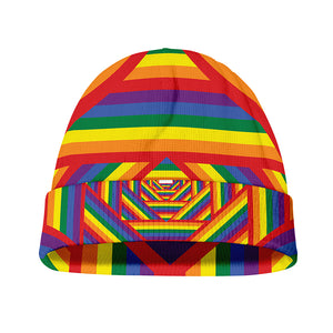 Abstract Rainbow LGBT Stripes Print Beanie