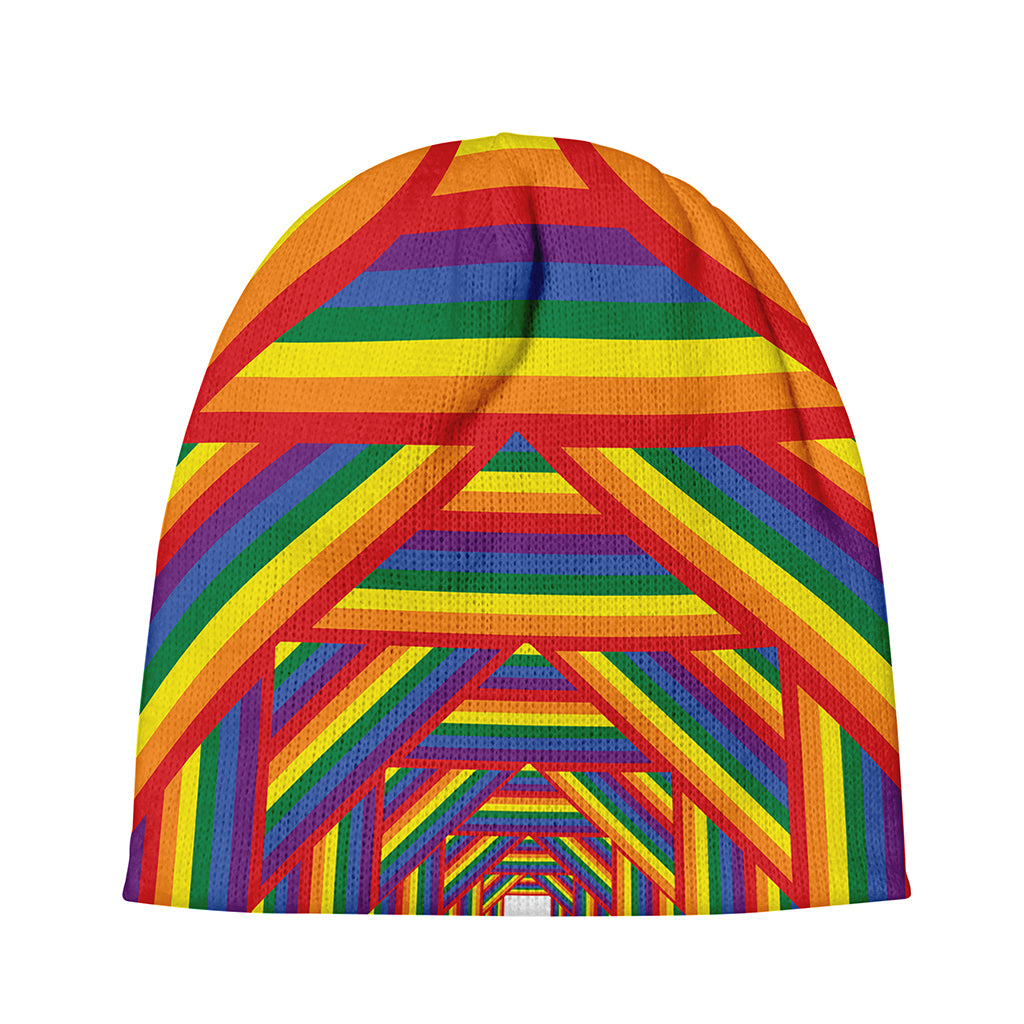 Abstract Rainbow LGBT Stripes Print Beanie