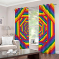 Abstract Rainbow LGBT Stripes Print Dimout Grommet Curtains