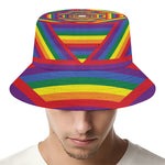 Abstract Rainbow LGBT Stripes Print Bucket Hat