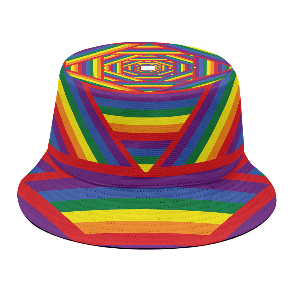 Abstract Rainbow LGBT Stripes Print Bucket Hat