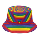 Abstract Rainbow LGBT Stripes Print Bucket Hat