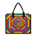 Abstract Rainbow LGBT Stripes Print Canvas Tote Bag