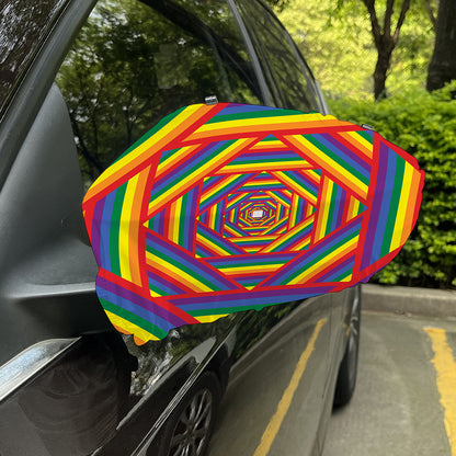 Abstract Rainbow LGBT Stripes Print Car Side Mirror Covers