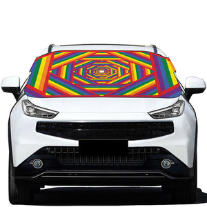 Abstract Rainbow LGBT Stripes Print Car Windshield Snow Cover