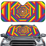 Abstract Rainbow LGBT Stripes Print Car Windshield Sun Shade