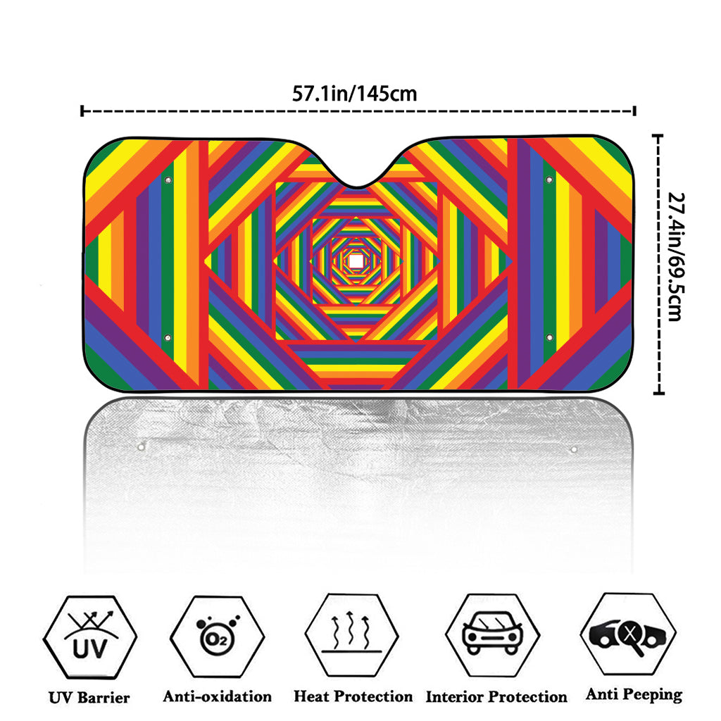 Abstract Rainbow LGBT Stripes Print Car Windshield Sun Shade