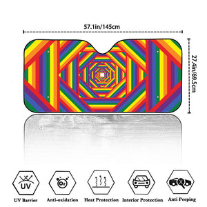 Abstract Rainbow LGBT Stripes Print Car Windshield Sun Shade