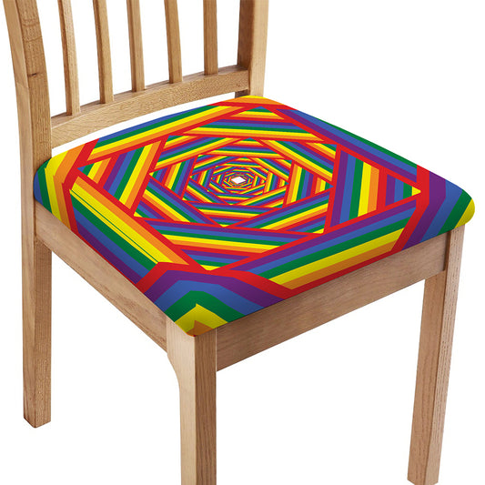 Abstract Rainbow LGBT Stripes Print Chair Cushion Cover