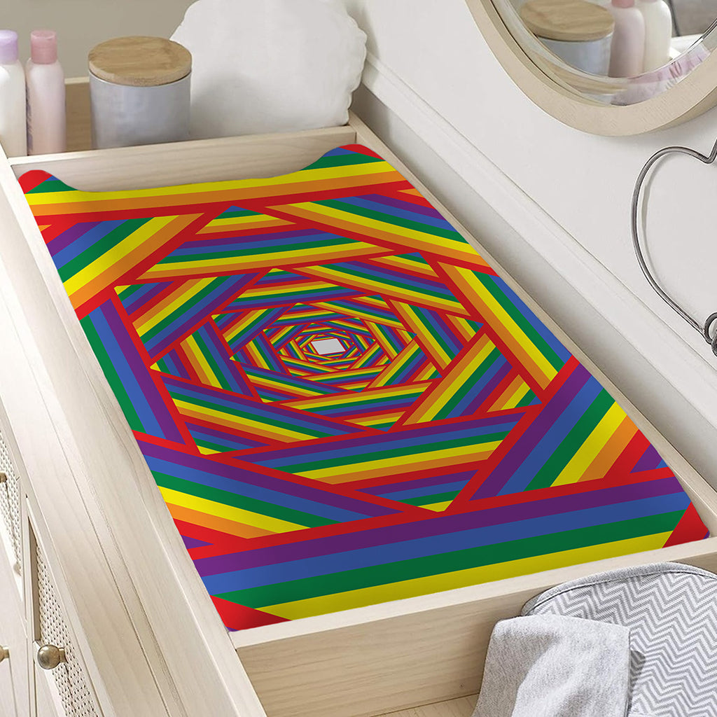 Abstract Rainbow LGBT Stripes Print Changing Pad Cover