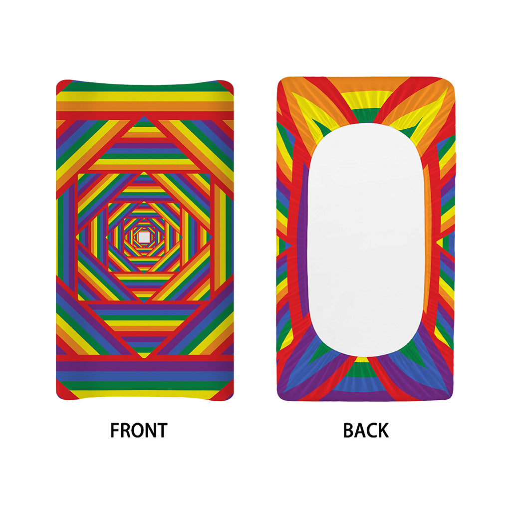 Abstract Rainbow LGBT Stripes Print Changing Pad Cover